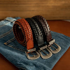 Unisex Fashion Vintage Braided Cowhide Leather Belt