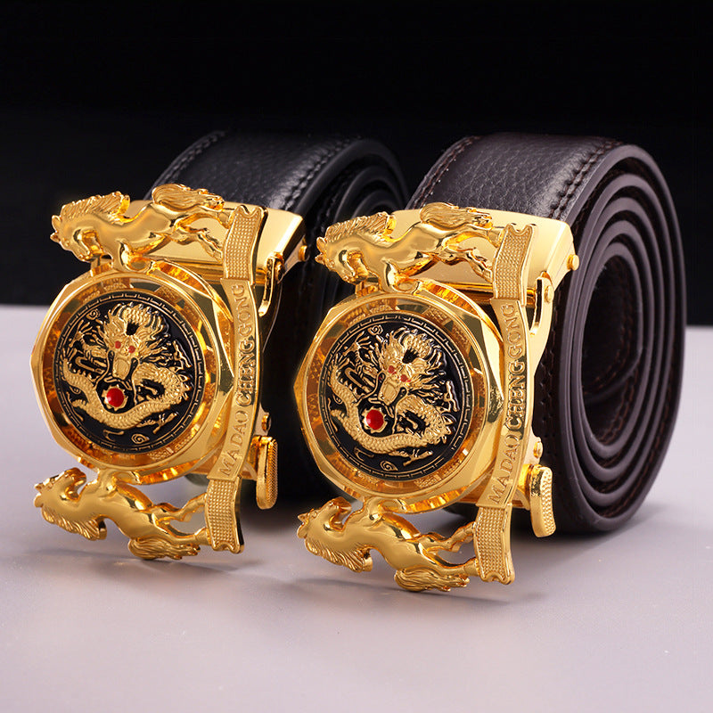 Luxury rhinestone rotating men's belt automatic buckle belt