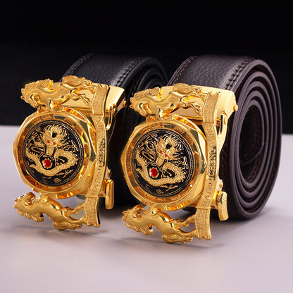 Luxury rhinestone rotating men's belt automatic buckle belt