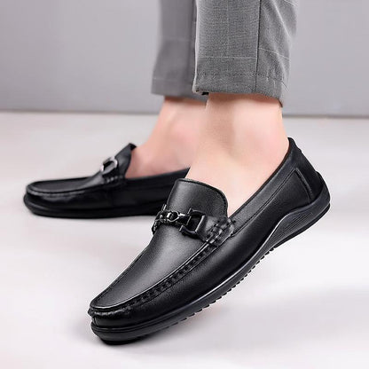 New simple men's casual shoes genuine leather loafers