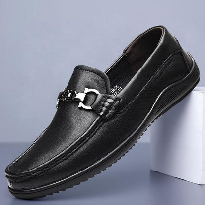 New simple men's casual shoes genuine leather loafers