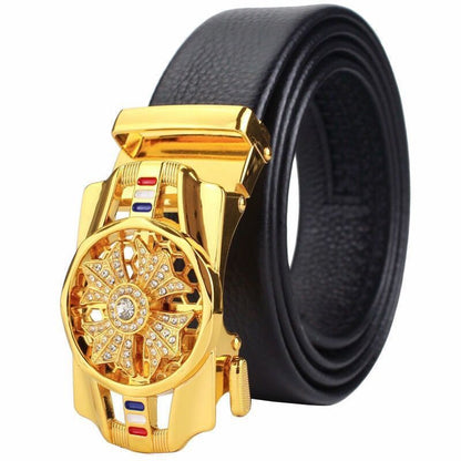 Luxury rhinestone rotating men's belt automatic buckle belt