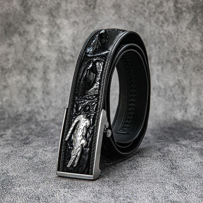 High-end quality crocodile pattern automatic buckle business casual belt