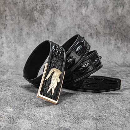 Milanese top layer cowhide crocodile pattern men's business leather belt