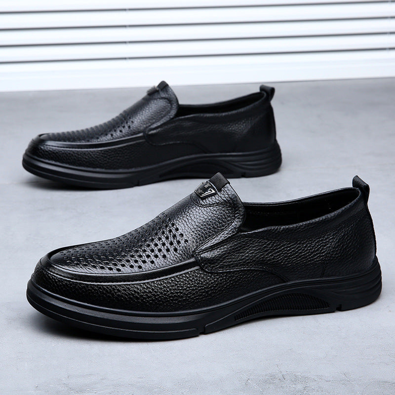 New style first layer cowhide pigskin lining breathable business hollow leather shoes