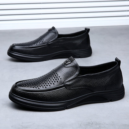 New style first layer cowhide pigskin lining breathable business hollow leather shoes