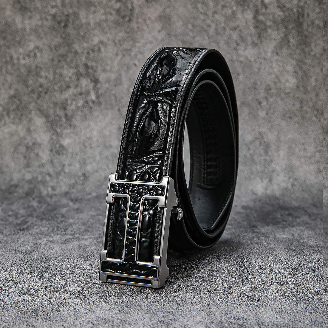High-end first-layer cowhide H-buckle crocodile pattern men's business belt