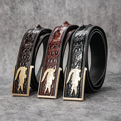 Milanese top layer cowhide crocodile pattern men's business leather belt