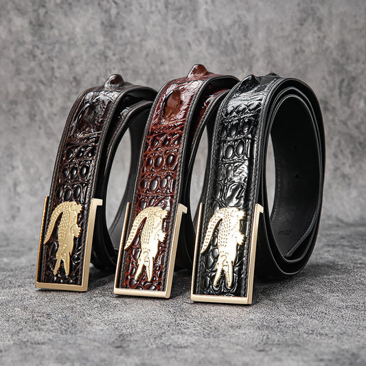 Milanese top layer cowhide crocodile pattern men's business leather belt