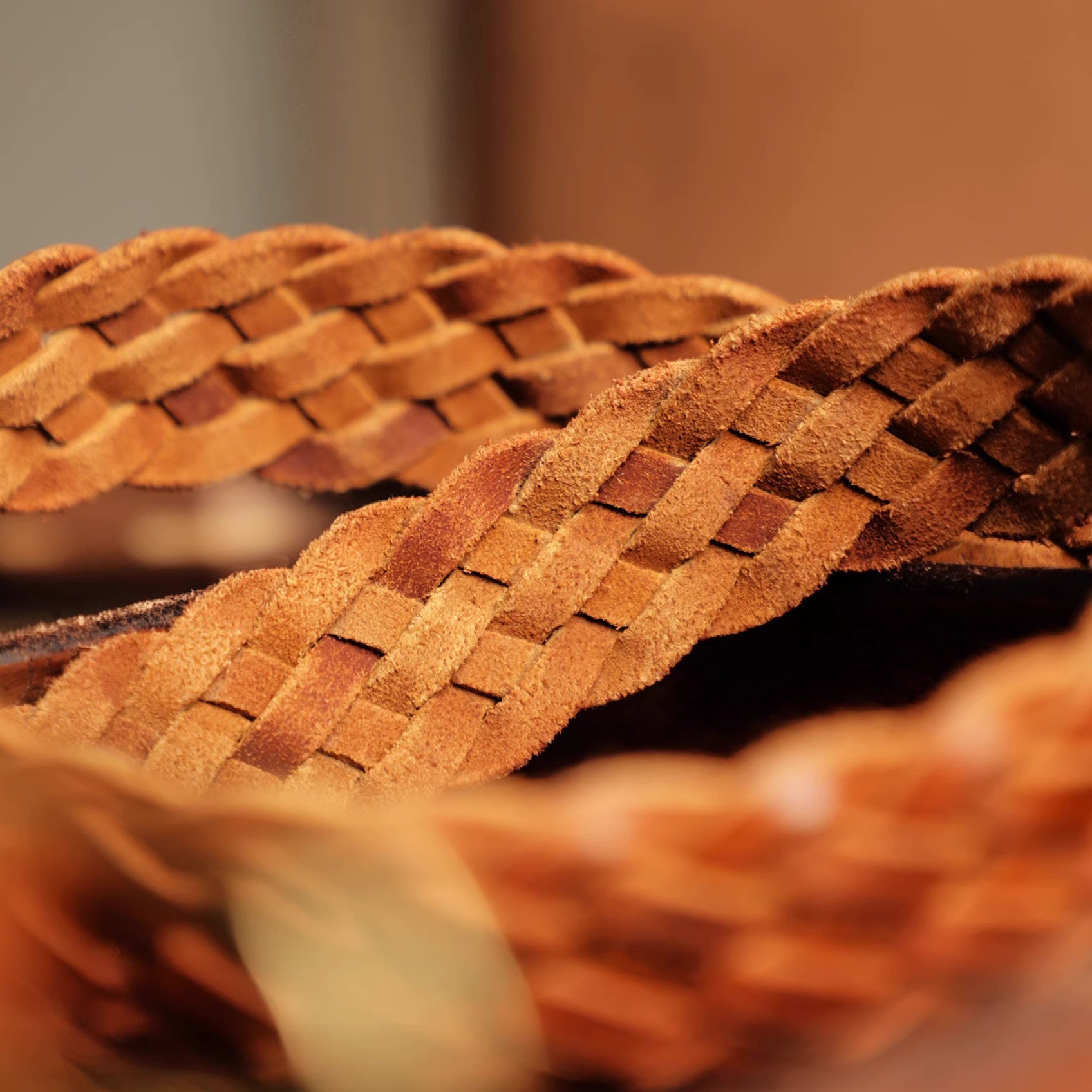 Handwoven Full-Grain Leather Belt - Solid Brass Buckle Dress & Casual Belt