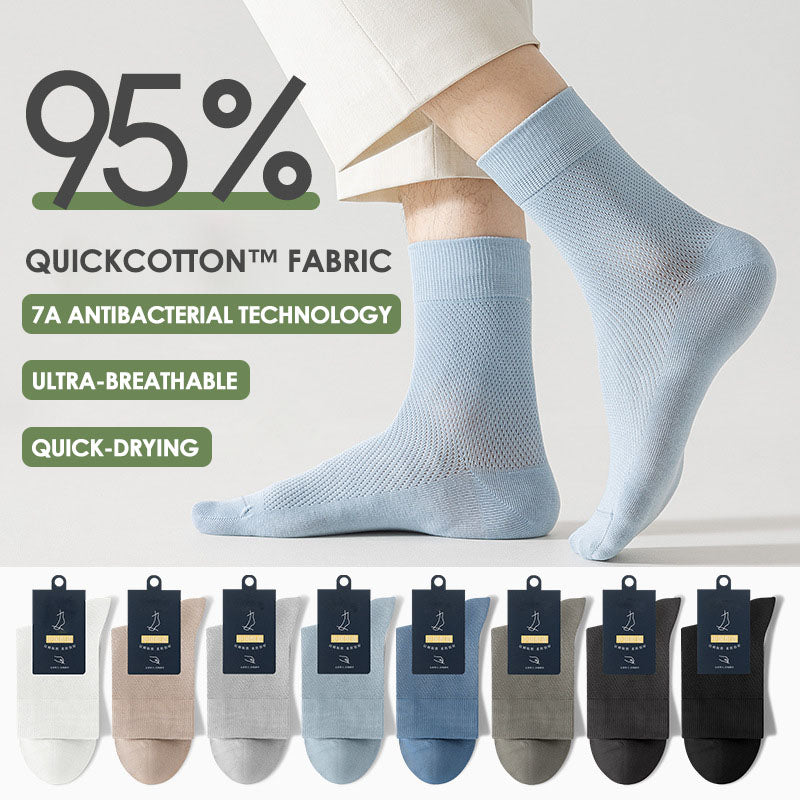 Pure cotton breathable thin business four seasons medium tube mesh cotton socks