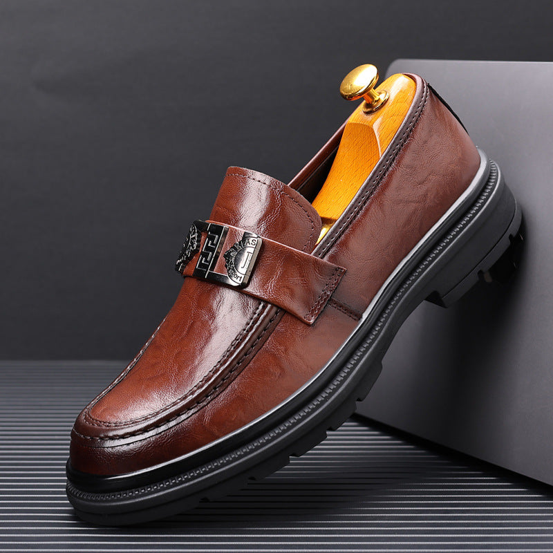 Men's Perforated Leather Slip-On Loafers: Full-Grain Dress-Casual Elegance