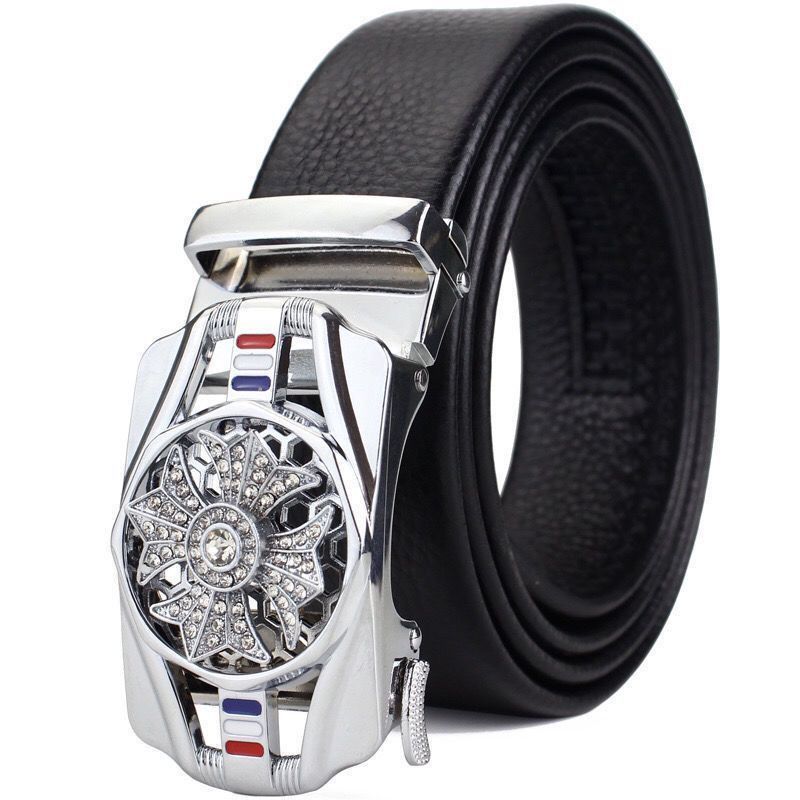 Luxury rhinestone rotating men's belt automatic buckle belt