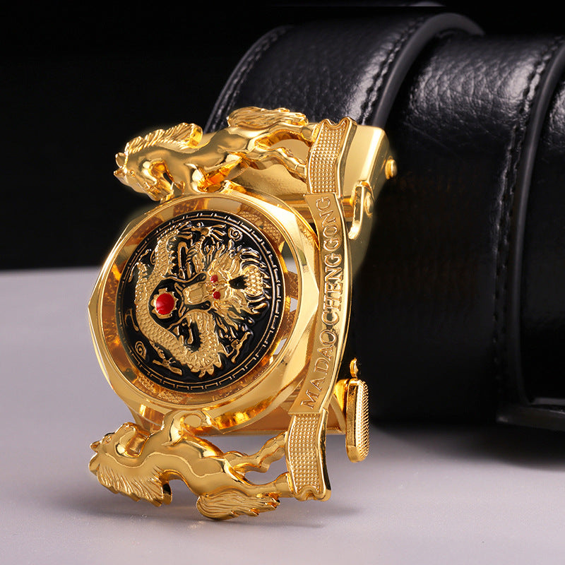 Luxury rhinestone rotating men's belt automatic buckle belt