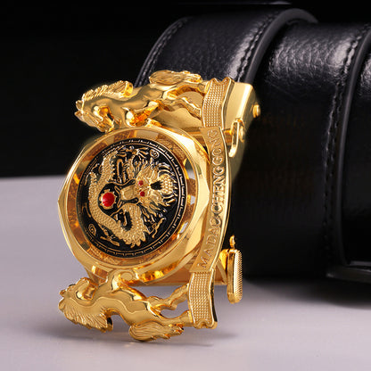 Luxury rhinestone rotating men's belt automatic buckle belt