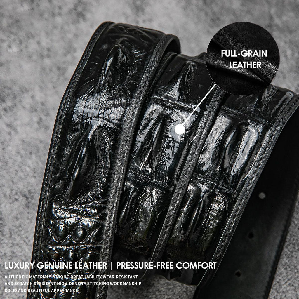 New Luxury Crocodile Bone Belt – Business & Casual Men's Leather Strap with Embossed Pattern