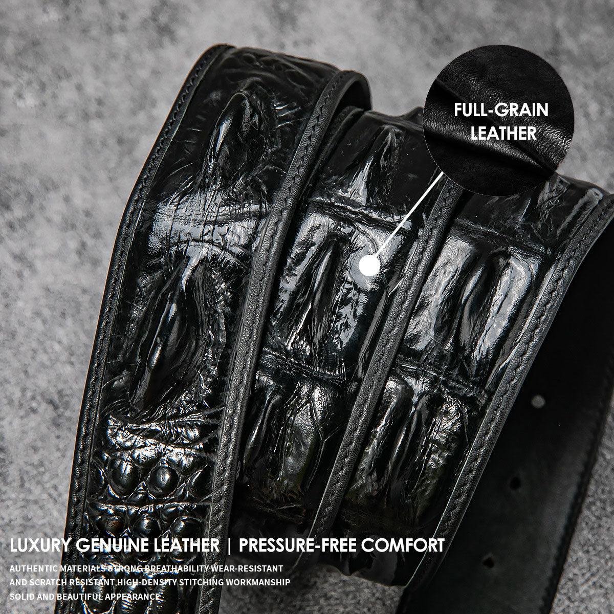 New Luxury Crocodile Bone Belt – Business & Casual Men's Leather Strap with Embossed Pattern