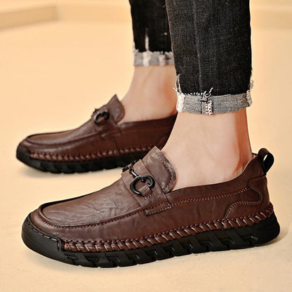 Business casual soft-soled leather loafers