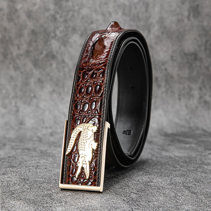Milanese top layer cowhide crocodile pattern men's business leather belt