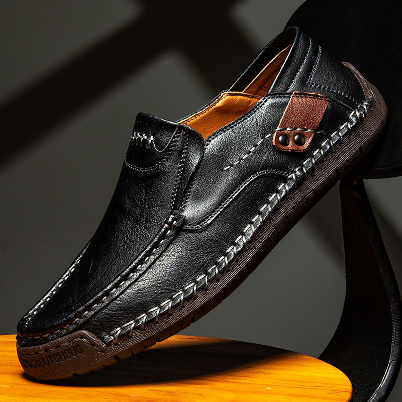 Cowhide flat handmade low-top loafers