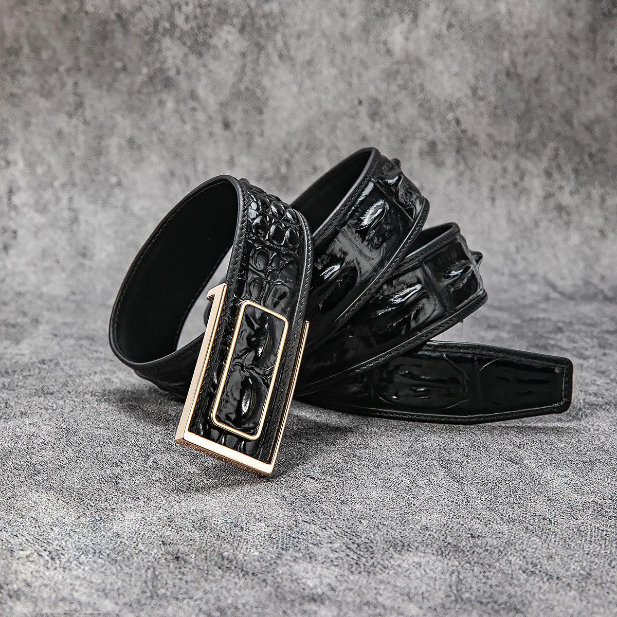New Luxury Crocodile Bone Belt – Business & Casual Men's Leather Strap with Embossed Pattern