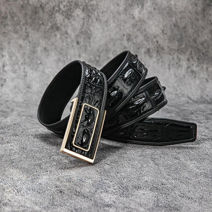 New Luxury Crocodile Bone Belt – Business & Casual Men's Leather Strap with Embossed Pattern