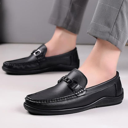 New simple men's casual shoes genuine leather loafers