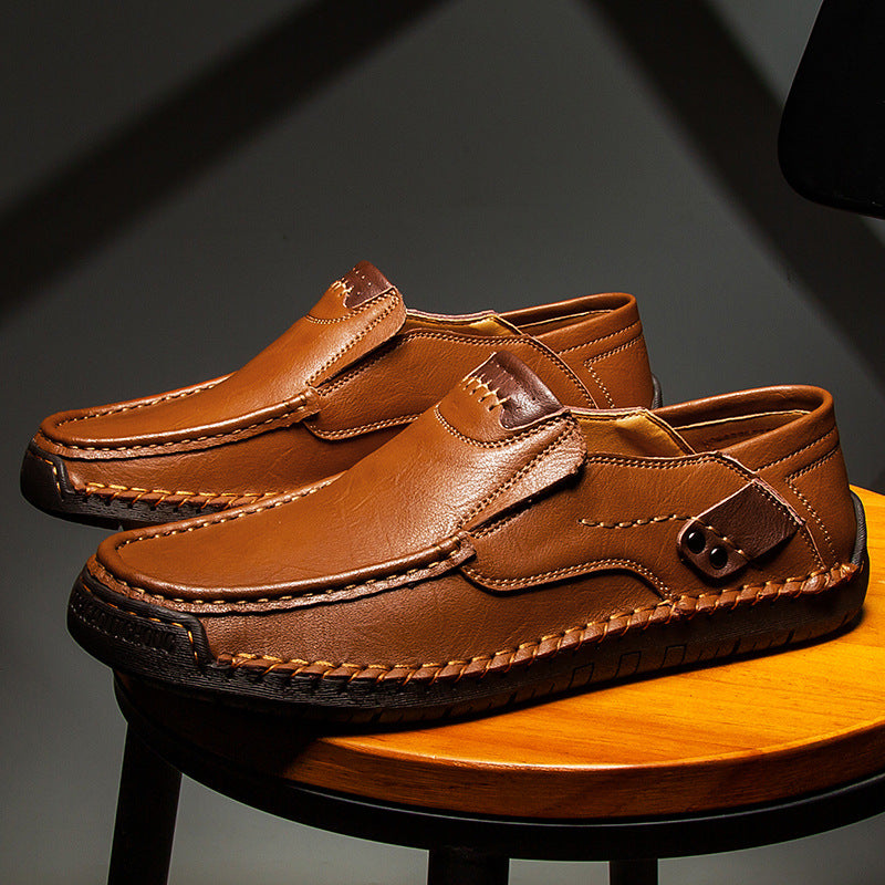 Cowhide flat handmade low-top loafers