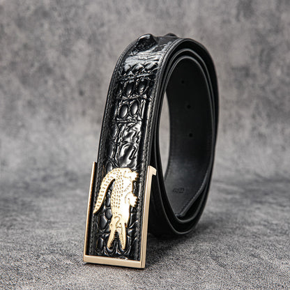 Milanese top layer cowhide crocodile pattern men's business leather belt