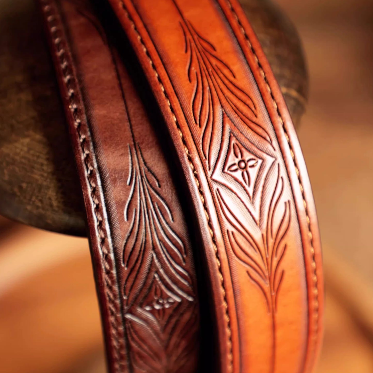 Heritage Leather Collection - Hand-Tooled Western Belt & Jeans Bundle
