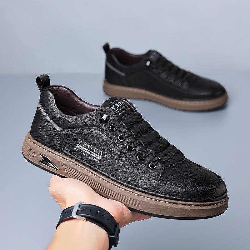 Fashionable retro all-match low-top genuine leather casual shoes