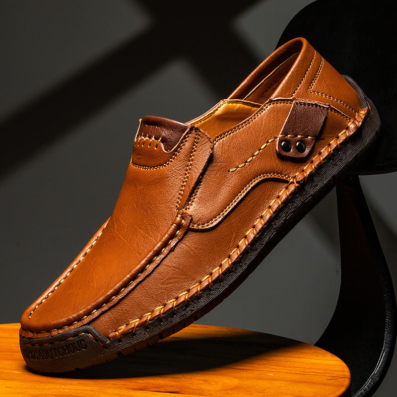 Cowhide flat handmade low-top loafers