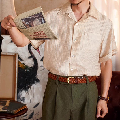 Handwoven Full-Grain Leather Belt - Solid Brass Buckle Dress & Casual Belt