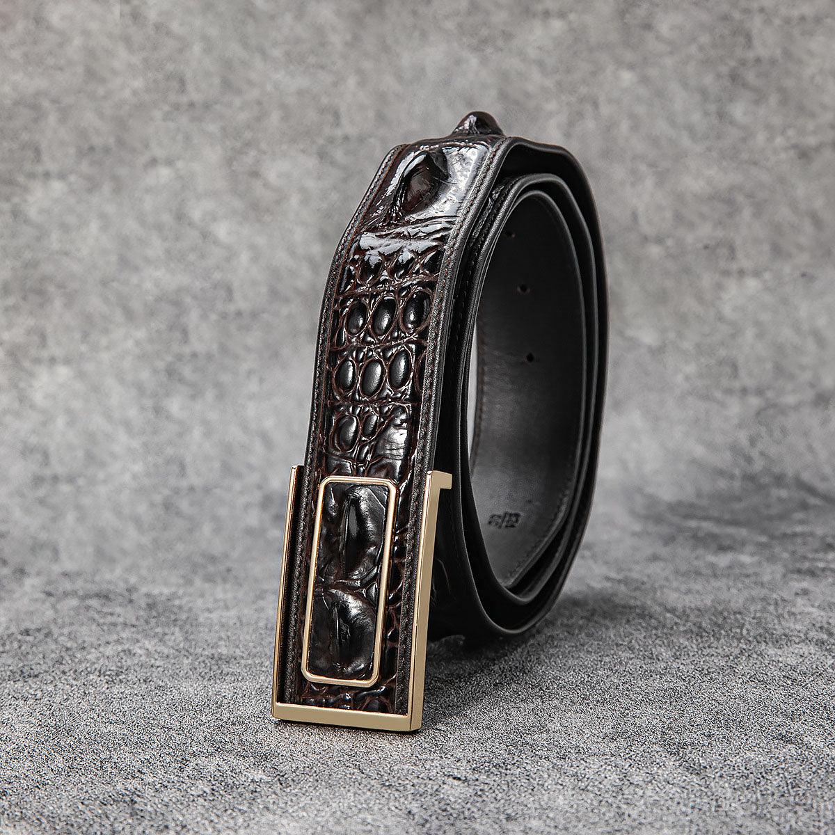 New Luxury Crocodile Bone Belt – Business & Casual Men's Leather Strap with Embossed Pattern