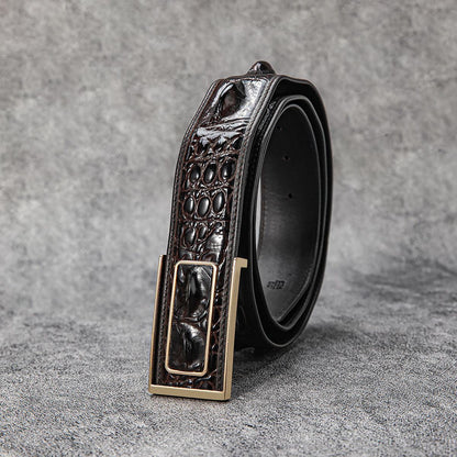New Luxury Crocodile Bone Belt – Business & Casual Men's Leather Strap with Embossed Pattern