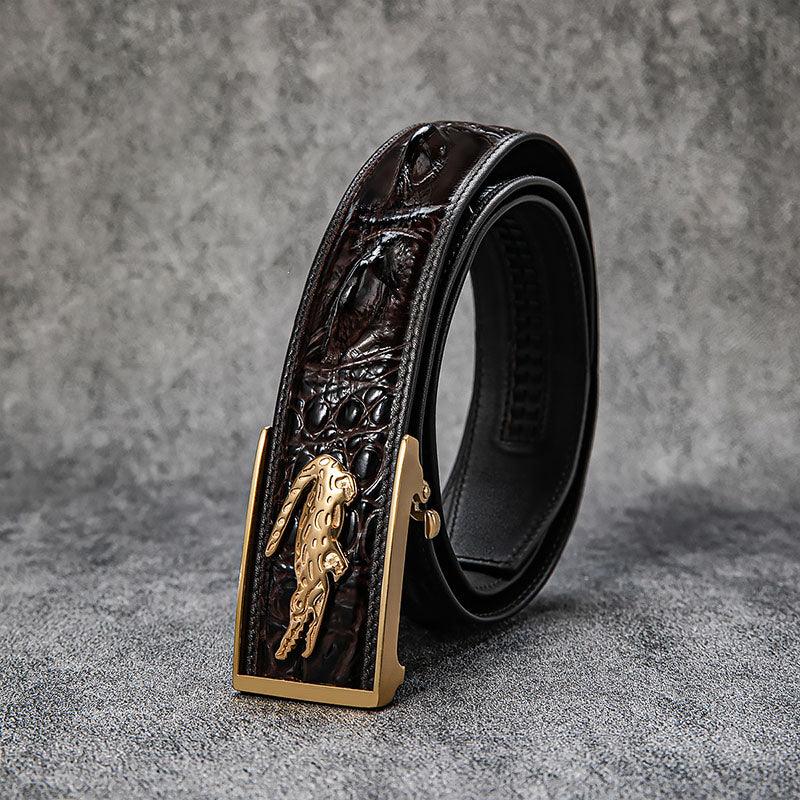 High-end quality crocodile pattern automatic buckle business casual belt