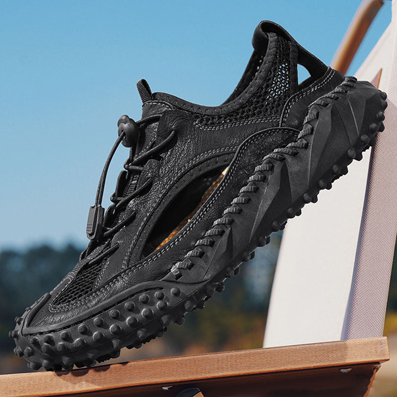 New style genuine leather hollow soft sole hand-stitched leather shoes