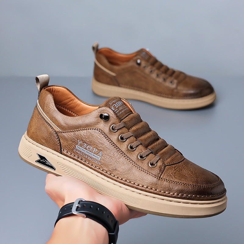 Fashionable retro all-match low-top genuine leather casual shoes