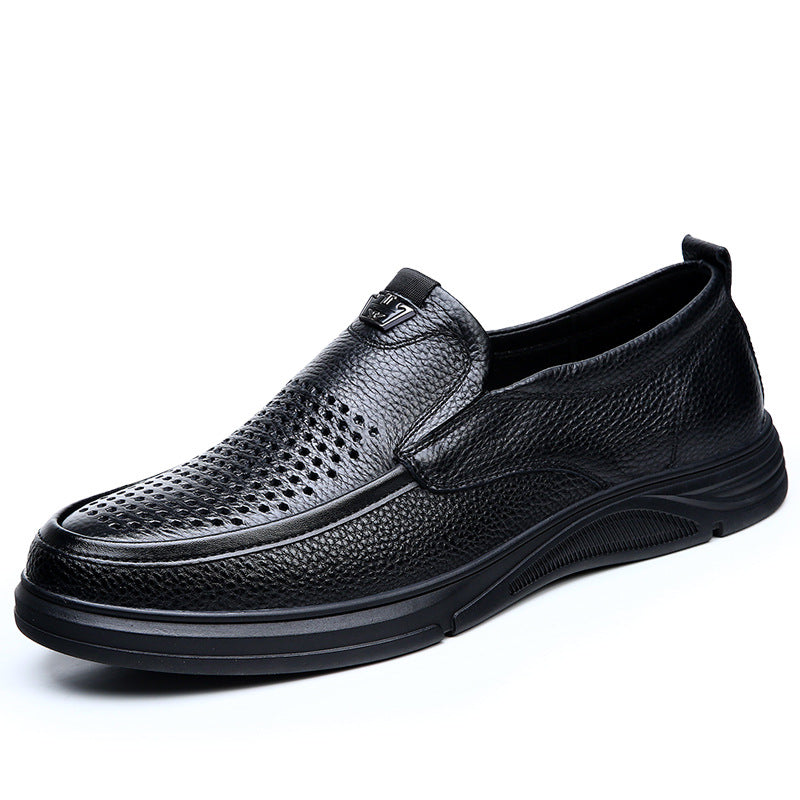 New style first layer cowhide pigskin lining breathable business hollow leather shoes