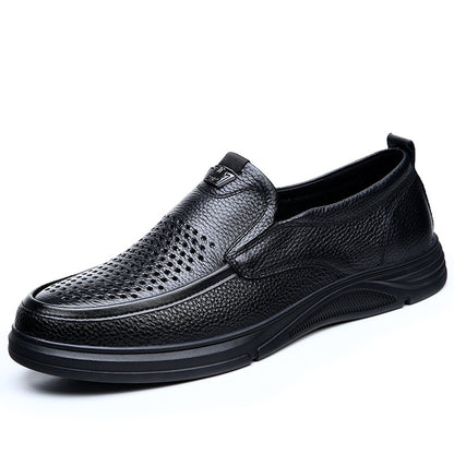 New style first layer cowhide pigskin lining breathable business hollow leather shoes