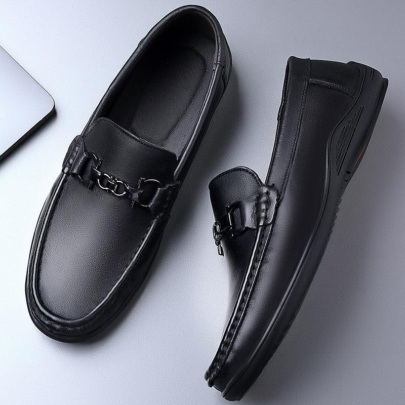 New simple men's casual shoes genuine leather loafers