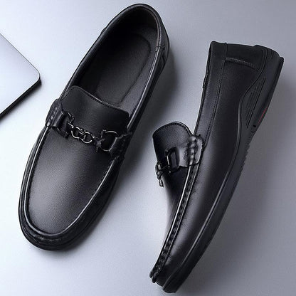 New simple men's casual shoes genuine leather loafers