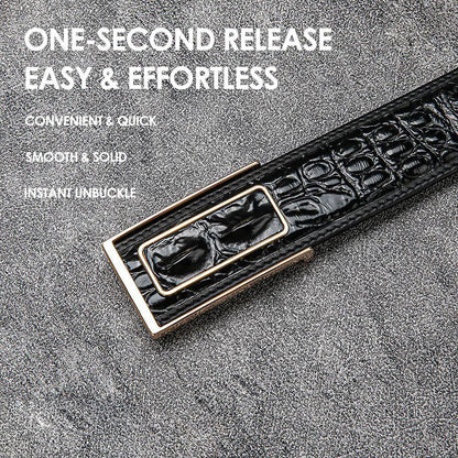 New Luxury Crocodile Bone Belt – Business & Casual Men's Leather Strap with Embossed Pattern