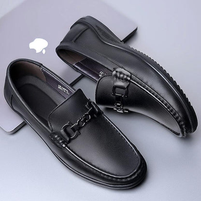 New simple men's casual shoes genuine leather loafers