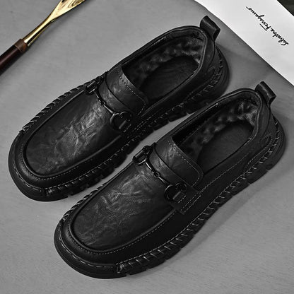 Business casual soft-soled leather loafers