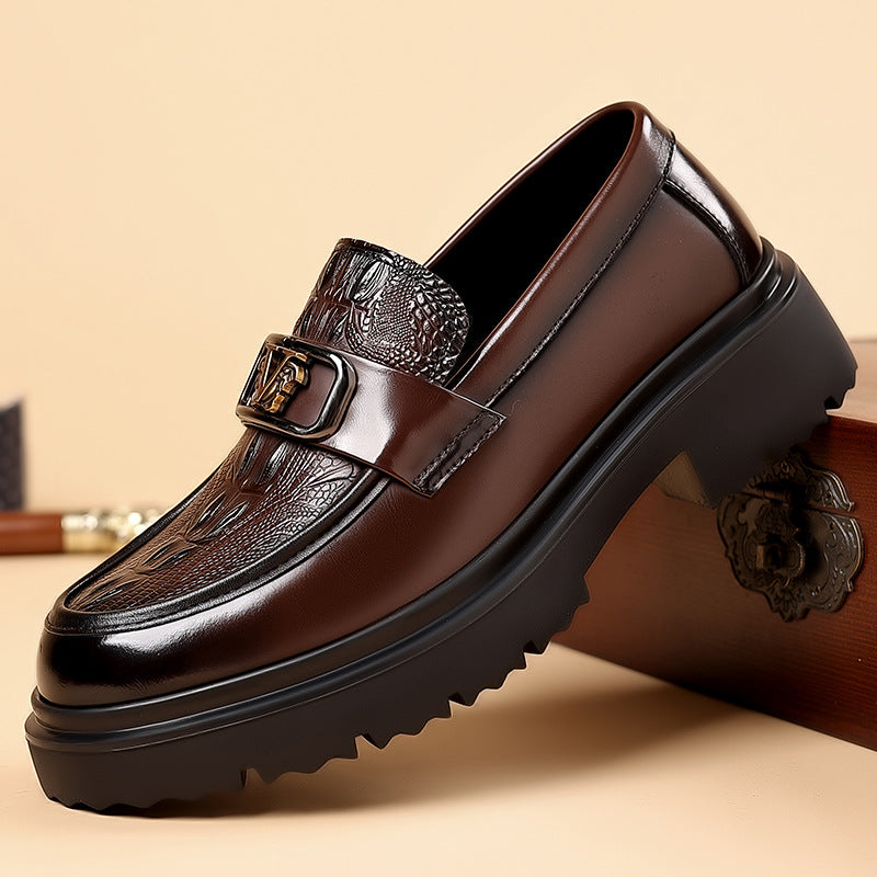 Luxury Chunky-Sole Loafers - Crocodile-Textured Leather for Elevated Casual Style