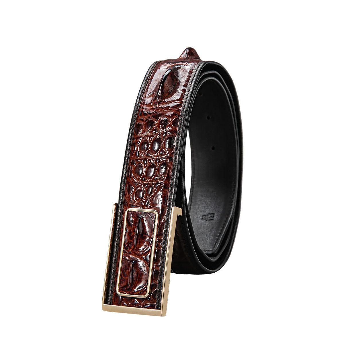New Luxury Crocodile Bone Belt – Business & Casual Men's Leather Strap with Embossed Pattern