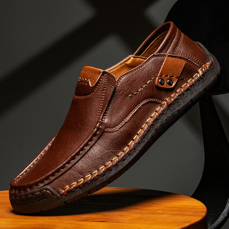 Cowhide flat handmade low-top loafers
