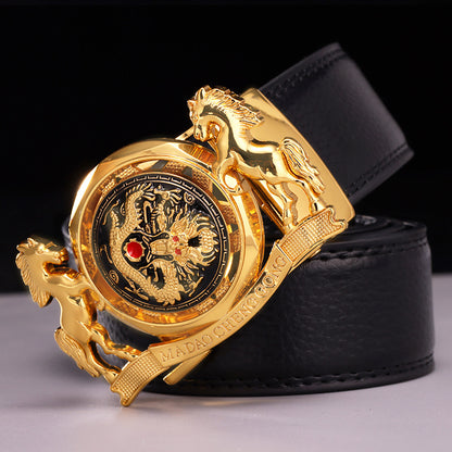 Luxury rhinestone rotating men's belt automatic buckle belt