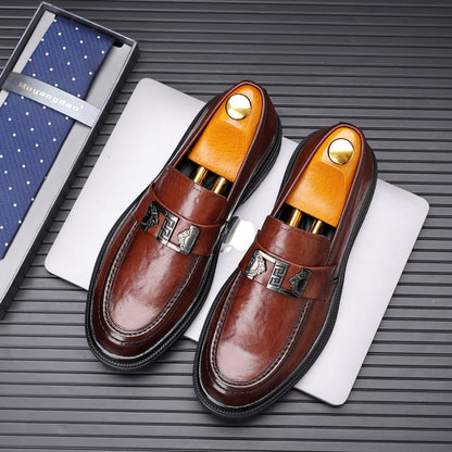 Men's Perforated Leather Slip-On Loafers: Full-Grain Dress-Casual Elegance